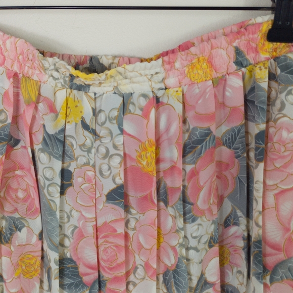 Vintage Pleated Midi Skirt 80’s 90’s Y2K Floral Pastel Size 12 Tanjay - Picture 3 of 7
